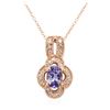 Image 2 : 14KT Rose Gold 0.68ct Sapphire and Diamond Pendant With Chain