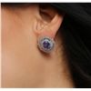 Image 2 : 14KT White Gold 2.56ctw Tanzanite and Diamond Earrings