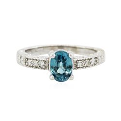 14KT White Gold 1.41ct Blue Zircon and Diamond Ring