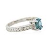 Image 2 : 14KT White Gold 1.41ct Blue Zircon and Diamond Ring