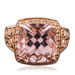 14KT Rose Gold 7.28ct Morganite and Diamond Ring