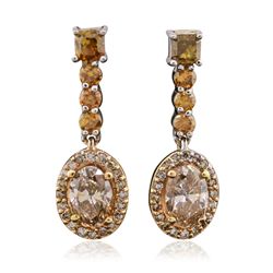 14KT Two-Tone Gold 1.56ctw Diamond Dangle Earrings