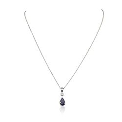 14KT White Gold 1.00ct and Pear Diamond Pendant With Chain