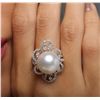 Image 2 : 18KT White Gold Pearl and Diamond Ring