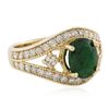 Image 2 : 14KT Yellow Gold 1.63ct Emerald and Diamond Ring