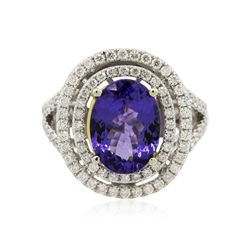 14KT Two-Tone 4.50ct Tanzanite and Diamond Ring