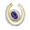 Image 1 : 18KT Two-Tone Gold 2.61ct Sapphire and Diamond Pendant