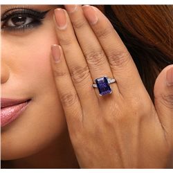 14KT White Gold 5.67ct Tanzanite and Diamond Ring