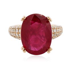 14KT Rose Gold 12.88ct Ruby and Diamond Ring