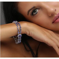 14KT White Gold 25.05ctw Tanzanite and Diamond Bracelet