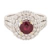 Image 1 : 18KT White Gold 1.43ct Ruby and Diamond Ring