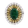 Image 1 : 14KT Two-Tone Gold 2.97ct Emerald, Sapphire and Diamond Ring