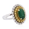 Image 2 : 14KT Two-Tone Gold 2.97ct Emerald, Sapphire and Diamond Ring