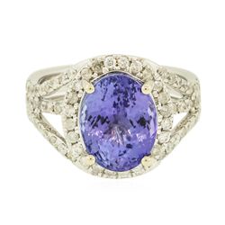 14KT White Gold 5.00ct Tanzanite and Diamond Ring