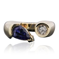 14KT Yellow Gold Tanzanite and Diamond Ring