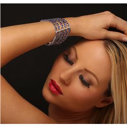14KT White Gold 48.30ctw Tanzanite and Diamond Bracelet