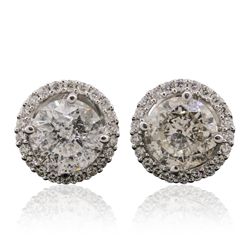 18KT White Gold 3.14ctw Diamond Stud Earrings