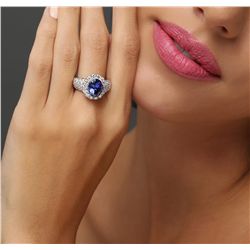 14KT White Gold 3.94ct Tanzanite and Diamond Ring