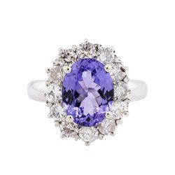 14KT White Gold 3.35ct Tanzanite and Diamond Ring