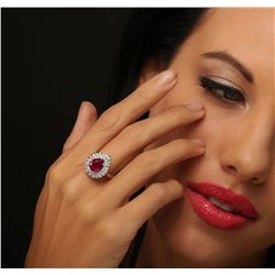 14KT White Gold 3.22ct Ruby and Diamond Ring