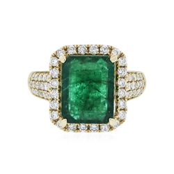 14KT Two-Tone Gold 3.76ct Emerald and Diamond Ring