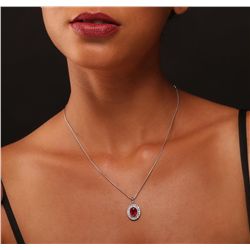 14KT White and Yellow Gold 2.56ct Ruby and Diamond Pendant