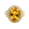 Image 1 : 14KT Yellow Gold 7.71ct Citrine Quartz and Diamond Ring