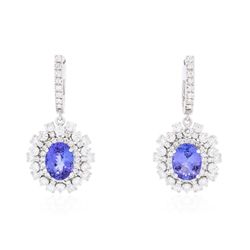 14KT White Gold 5.28ctw Tanzanite and Diamond Earrings