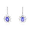 Image 1 : 14KT White Gold 5.28ctw Tanzanite and Diamond Earrings
