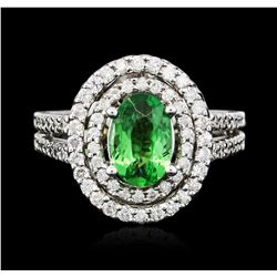 14KT White Gold 1.22ct Tsavorite and Diamond Ring