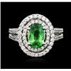 Image 1 : 14KT White Gold 1.22ct Tsavorite and Diamond Ring