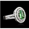 Image 2 : 14KT White Gold 1.22ct Tsavorite and Diamond Ring