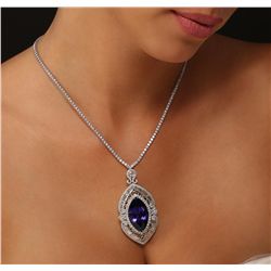 18KT White Gold 33.29ct Tanzanite and Diamond Necklace