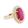 Image 2 : 14KT Yellow Gold 3.26ct Ruby and Diamond Ring