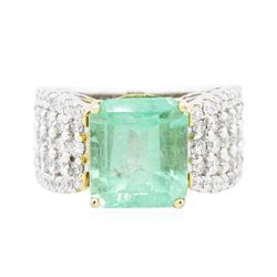 14KT Two-Tone Gold 5.97ct Emerald and Diamond Ring