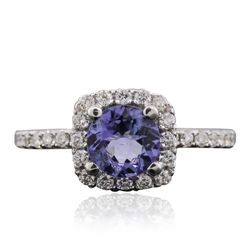 14KT White Gold 0.92ct Tanzanite and Diamond Ring