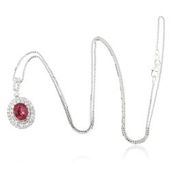 14KT White Gold 1.66ct Tourmaline and Diamond Pendant