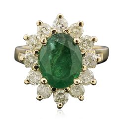 14KT Yellow Gold 3.52ct Emerald and Diamond Ring