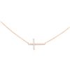 Image 2 : 14KT Rose Gold 0.32ctw Diamond Cross Necklace