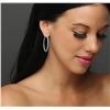 Image 2 : 14KT White Gold 2.34ctw Diamond Hoop Earrings