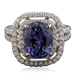 14KT White Gold 4.77ct Tanzanite and Diamond Ring