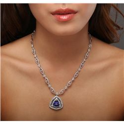 18KT White Gold 5.31ct Tanzanite and Diamond Necklace