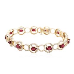 14KT Yellow Gold 6.24ctw Ruby and Diamond Bracelet