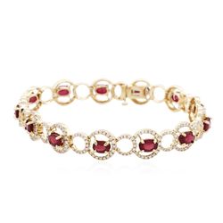 14KT Yellow Gold 6.24ctw Ruby and Diamond Bracelet