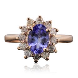 14KT Rose Gold 1.06ct Tanzanite and Diamond Ring