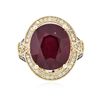 Image 3 : 14KT Yellow Gold 13.80ct Ruby and Diamond Ring