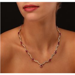 14KT Yellow Gold 14.94ctw Ruby and Diamond Necklace