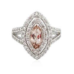 14KT White Gold 1.20ct Morganite and Diamond Ring