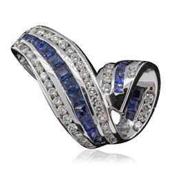 14KT White Gold 2.52ctw Sapphire and Diamond Pendant