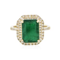 14KT Yellow Gold 3.47ct Emerald and Diamond Ring